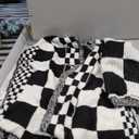 BTFBM Casual Cardigan Sweater for Women Fall 2026 Long Sleeve Open Front Chunky Knit Sweaters Checkered Outwear Coat (Large, Black)