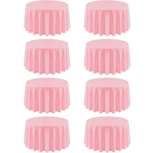 8 Pack Pink Round Tablecloth 120 Inch Table Cloth for Round Tables, Easter Spring Washable Polyester Fabric Stain and Wrinkle Resistant Decorative for Wedding Party Dining Banquet