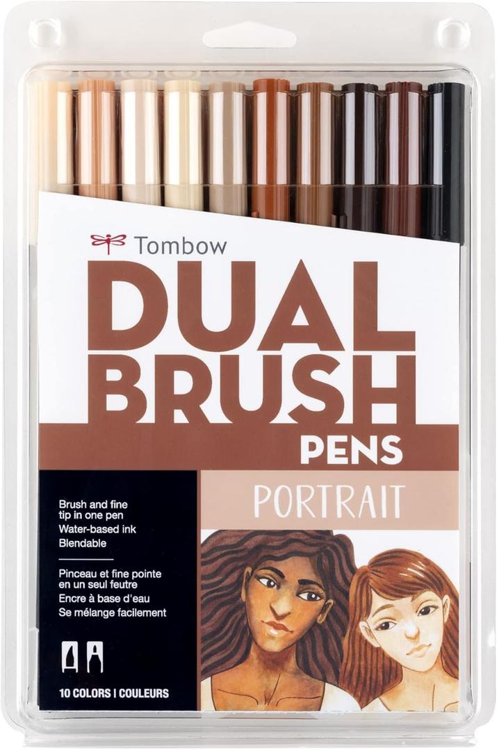 Tombow 56170 Dual Brush Pen Art Markers, Portrait, 10-Pack. Blendable, Brush and Fine Tip Markers Tombow 56170 Dual Brush Pen Art Markers, Portrait, 10-Pack. Blendable, Brush and Fine Tip Markers