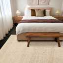 Handwoven Jute Cotton Area Rug Natural 8 Feet x 10 Feet Reversible Farmhouse Boho Floor Carpet Handloom Accent Rug for Living Room Bedroom Entryway Indoor Décor