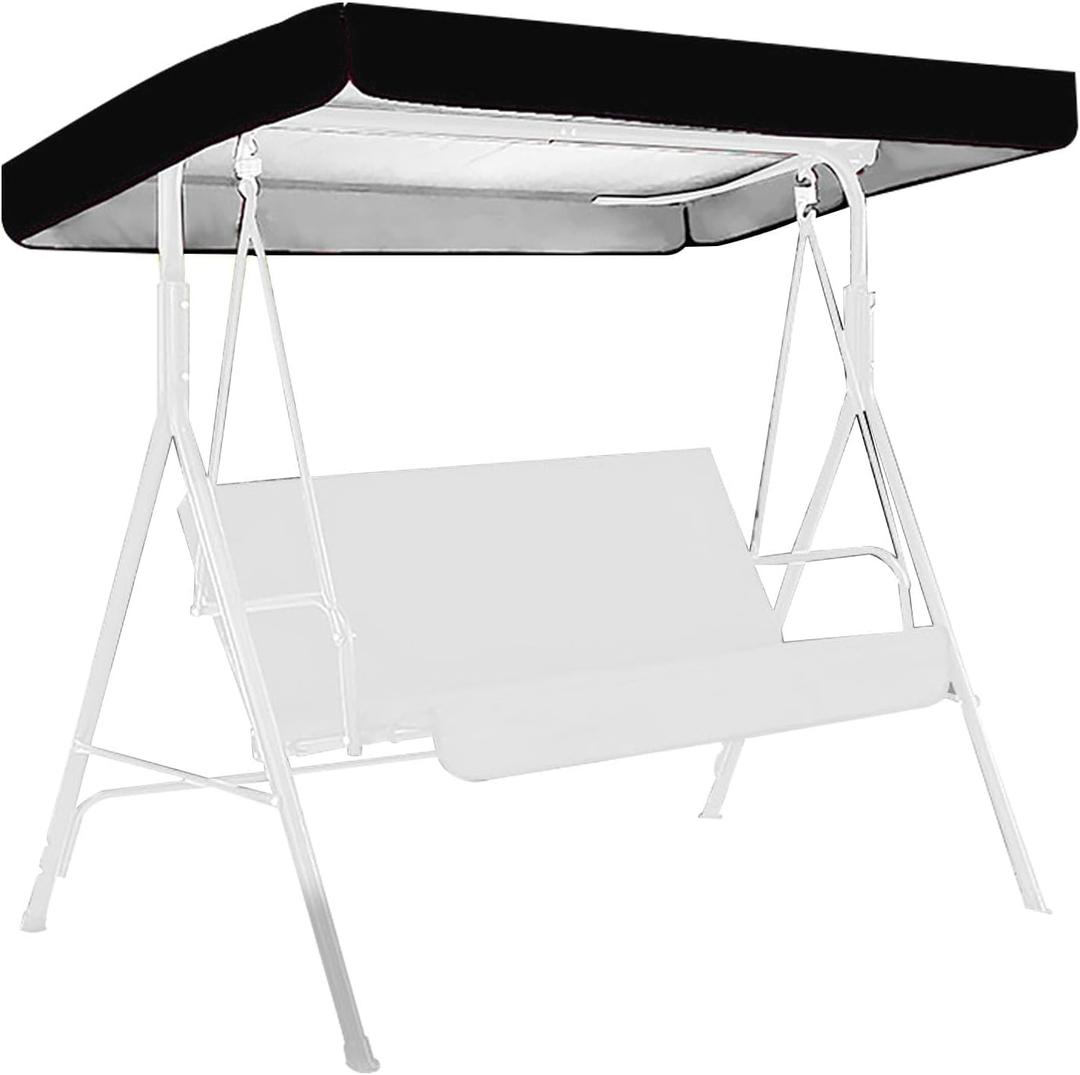 Buachois Porch Swing Canopy Replacement, Waterproof Outdoor Swing Chair Cover, Sun Shade Awning for Patio Garden, Fits Most 3-Seater Swings (190x132x15cm)