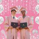 INRUI Prom Send Off 2026 Photography Backdrop Glitter Crown Congrats Graduation Prom Party Decorations Banner (Pink and Silver, 8x6FT)