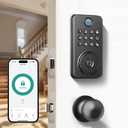 Fingerprint Door Lock with Knobs, Keyless Entry Deadbolt with Auto Lock, Keypad and App Support for Front Door and Bedroom, Easy to Install  N201