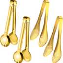 4 PCS Serving Tongs 9 Inch Buffet Tongs Stainless Steel Serving Utensils for Salad Buffet Appetizer Dessert Food Parties, Gold