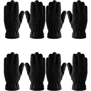 Geyoga 4 Pairs Kids Winter Fleece Gloves Soft Warm Snow Gloves Full Fingers Ski Mittens for Boys Girls Outdoor Activities (Black)