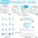 139 PCS Greenery Gender Reveal Baby Shower Plates and Napkins Supplies, Boho Greency Party Decorations Tableware Set Dessert Plates Napkins Forks for 20 Guests (Blue)