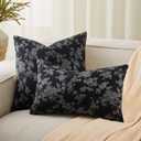 100% Cotton French Pastoral Throw Pillow Covers Set of 2, 16x16 Inch Background/Black Farmhouse Decorative Cushion Covers for Sofa Bed Living Room Home Decor