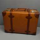 urecity Vintage and Cute Carry-on Overnight Case Non-wheeled Mini Leather Trunk Suitcase with Shoulder Strap, Brown ,19"