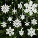 60pcs Small Snowflakes for Craft, White Glitter Resin Mini Snowflake Ornament Christmas Decorations for Christmas Embellishments Xmas Tree Winter Party DIY Craft Decor