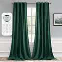 MIULEE Christmas Hunter Green Back Tab Blackout Curtain 96 Inch Long 2 Panels Set for Living Room Bedroom, Rod Pocket/Pinch Pleat Thermal Insulated Room Darkening Pleated Floor to Ceiling Drapes