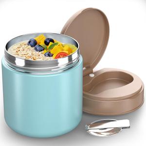 Insulated Food Jar for Kids - 15.2 Oz, Thermo for Hot Food, Soup Thermo, Insulated Food Container, Termos Para Comida Caliente, Width Mouth Stainless Steel Lunch Box with Spoon, Blue