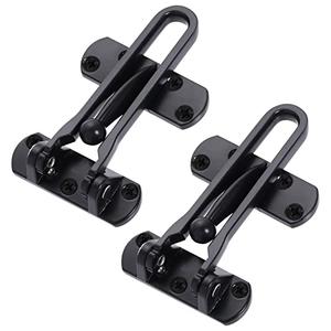 Topbuti Home Security Door Lock, 2 Pack Latch Guard Clasp Front Door Locks for Kids, Home Reinforcement Lock for Swing-in Doors, Hotel Door Latches, Thicken Solid Aluminium Alloy (Black)
