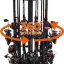 KastKing V16 Fishing Rod Rack With Rotating Base- Fishing Pole Rack Holds Up to 16 Fishing Rods or Combos, Lightweight and Durable ABS Construction, Space-Saving Fishing Rod Holders for Garage