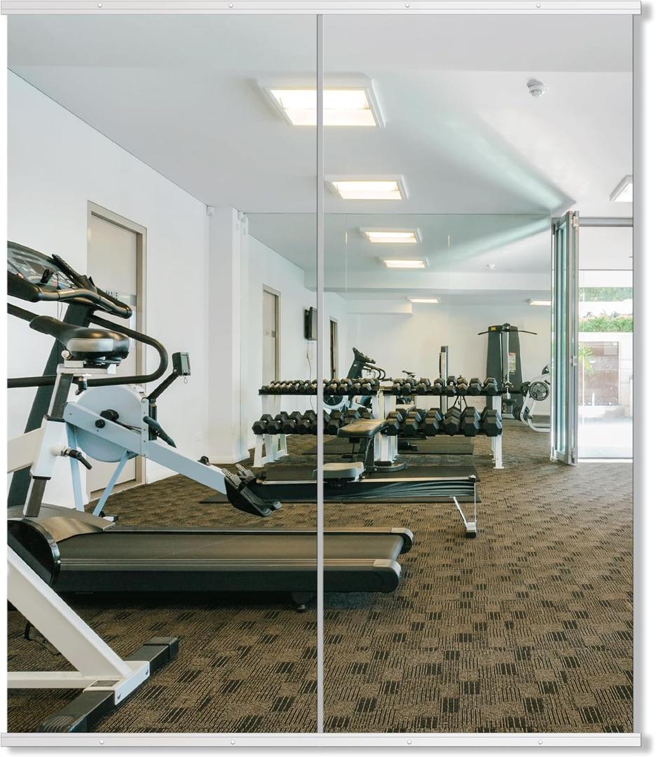 Delma Large Full Body Mirror for Yoga, Frameless Wall-Mounted Glass Panel (60"x25"-White) 2PCS for Home, Garage, Bedroom & Bathroom