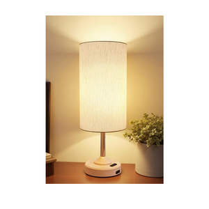 EZVALO Cordless Table Lamp, Ambient Light, Dimmable, Touch, Timer, 2700K, Bedroom, Portable, LED, Wireless, Rechargeable, Battery Operated, Desk Lamp, Fabric Shade, Wood-Grain Finish, Living Room