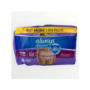 Always Discreet Adult Incontinence Underwear for Women and Postpartum Underwear, Small/Medium, Up to 100% Bladder Leak Protection, 32 Count
