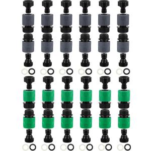 Rossesay 48 Pcs Garden Hose Quick Connector 3/4 Inch Plastic Water Hose Quick Connectors Fittings Male and Female Release Hose Connectors Hose End Adapters with 24 Rubber Gaskets (Grey,Green)