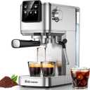 RELEXNOW Espresso Machine, 20 Bar Espresso Maker Milk Frother & LCD Panel, Hot & Iced with Rapid Cold Brew, Stainless Steel Espresso Coffee Machine with 41oz Water Tank for Cappuccino, Latte