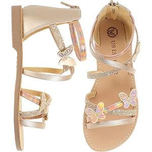 Soda Girls Sandals Open Toe Kids Summer Flat Sandals with Zipper Fashion Dress Flower Shoes for Wedding Party 3 Pink