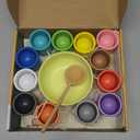 Ball in Cup Montessori Wooden Rainbow Color Sorting Toy for Toddlers - Preschool Color Matching - 12 Balls 40mm