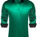 DiBanGu Mens Satin Dress Shirts Casual Long Sleeve Button Down Shirt Regular Fit Wrinkle Free Shiny Shirts for Men Party Prom S
