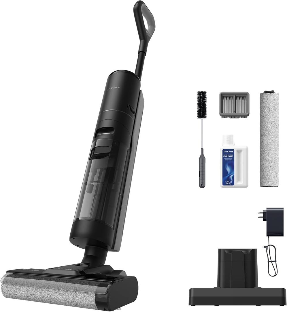 DREAME H12S Cordless Vacuum Mop, Vacuum and Mop at The Same Time, Wet Dry Vacuum for Hard Floors, Edge Cleaning, Hot Air Drying, Smart Floor Cleaner Machine Great for Sticky Messes on Multi-Surfaces