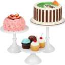 3 Pcs White Cake Stand Set, 8/10/12 Inch Cupcake and Dessert Display Stand for Wedding Party Birthday Celebrations, Metal