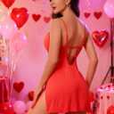 Avidlove Women Lingerie Lace Chemise Sexy Nightgown Modal Babydoll Side Slit Sleepwear (Red)
