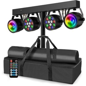 Telbum DJ Disco Lights with Stand, Professional LED Party Light Set, DJ Lighting System DMX512, Sound Activated Stage Lights Package for Gig Bar Wedding Live Band Club Booth Show Events