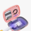 BecoolpetToothbrush Travel Cover, Toothbrush Travel Case With Air Drying Function, Rechargeable Portable Toothbrush Travel Container with Holder for Household and Travel - pink