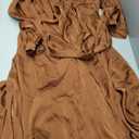 Celmia Autumn Solid Loose Long Maxi Dress Cotton Caftan (3XL, Puff Orange)