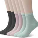 Wildarms Womens Cotton Dress Socks - Soft Thin Crew Socks for Business Trouser Casual Everyday Wear 6 Pairs (Black2+pink2+green2)