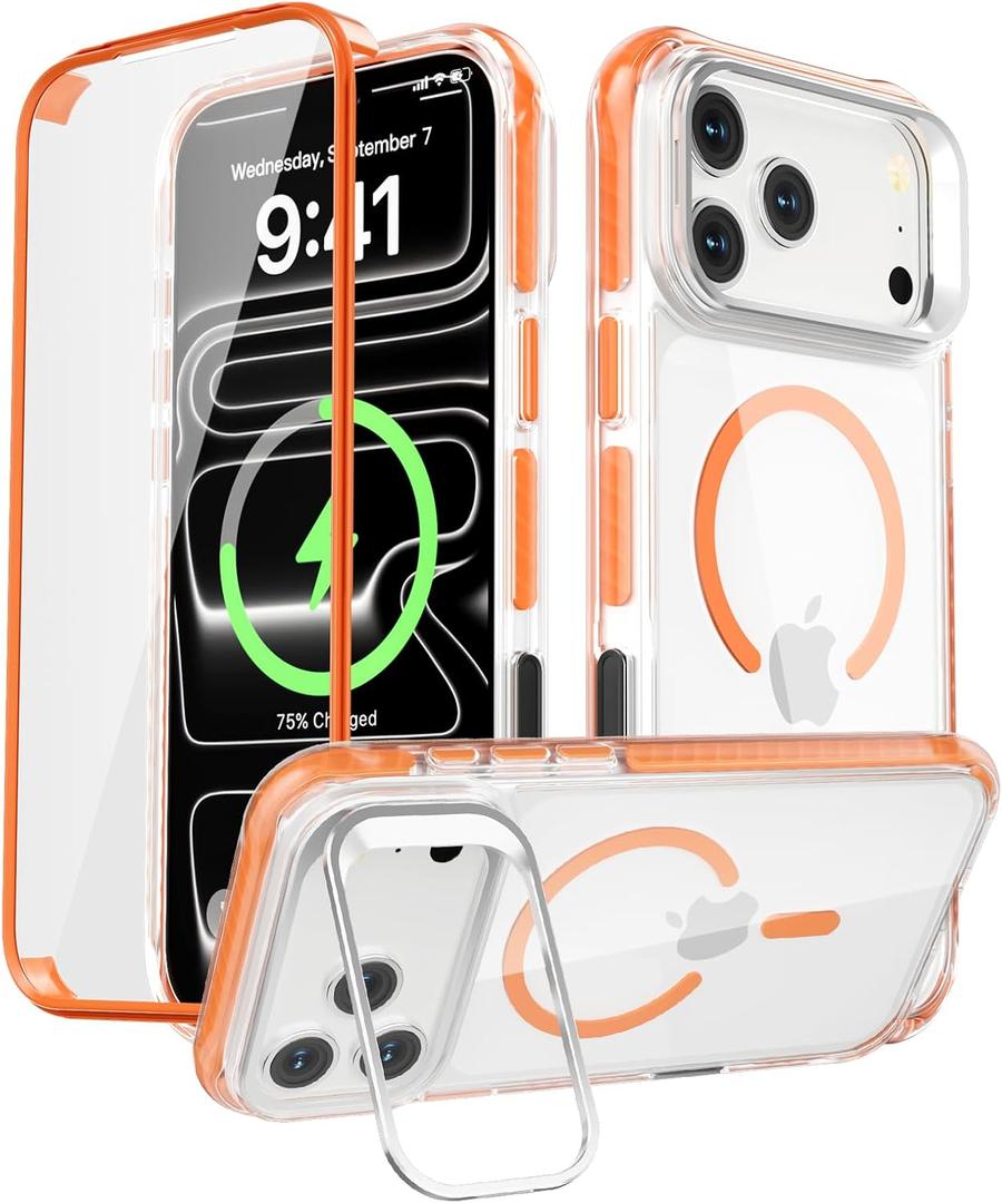 Magnetic for iPhone 17 Pro Case, Built-in Screen Protector Orange