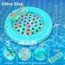 2-Person Pool Floats Adult Heavy Duty, Giant 75"X75" Inflatable Tanning Pool Mats with Cup Holders, Detachable Headrest, Multi-Purpose Water Lounger for Pool Party, Lake, Beach, River, Outdoor