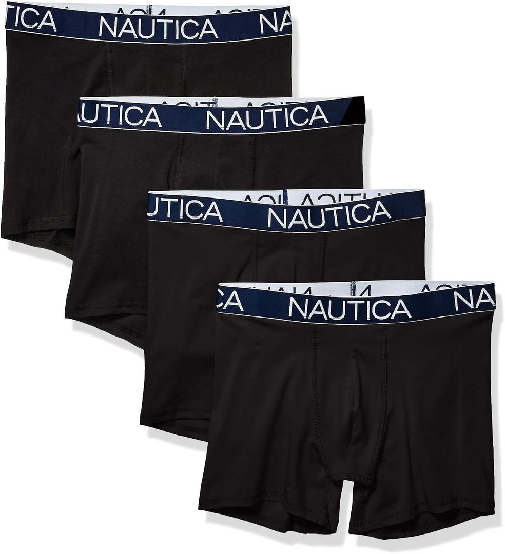 Nautica Men's Cotton Stretch 4 Pack Boxer Briefs (M)