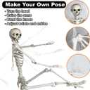 Halloween Skeleton Decorations - 5.5FT Life Size Skeleton Decoration Realistic Pose-n-Stay Human Skeleton with LED Glowing Eyes - Sound Sensor Hanging Props Creepy Sound for Halloween Decorations
