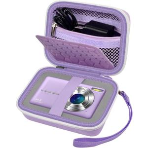 Carrying & Protective Case for Digital Camera, AbergBest 21 Mega Pixels 2.7" LCD Rechargeable HD/Kodak Pixpro/Canon PowerShot ELPH 180/190 / Sony DSCW800 / DSCW830 Cameras for Travel - Purple