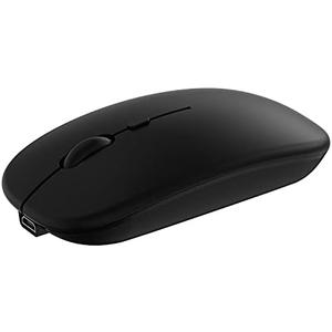Wireless Bluetooth Mouse for Apple iPad iPhone MacBook Android Samsung Tablet Phone Dual-Mode Rechargeable 2.4G Portable Computer Mice for Windows Laptop Notebook PC Mac Desktop USB Receiver (Black)
