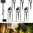 All-in-One Low Voltage Landscape Lighting, Dusk to Dawn Transformer Timer, Waterproof Spotlights, Dimmable LED Outdoor Landscaping Lights Kit for Yard Backyard Tree House 24V (6 pack warm white)