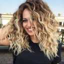 Fencca Ombre Blonde Curly Wigs for Women Medium Length Synthetic Wig Afro Wave Curly Free Part Fluffy Wig 18 inch Curly Wavy Hair Replacement Wig