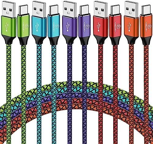 KREMORV USB Type C Cable 5-Pack 10ft USB A to Type C Cable 10 Feet Extra Long Fast Charging Type C Cord Phone Charger for Samsung Galaxy S10 S9 S8 Note 9 8 10, LG G8 G7 G6 V30 G8 G7