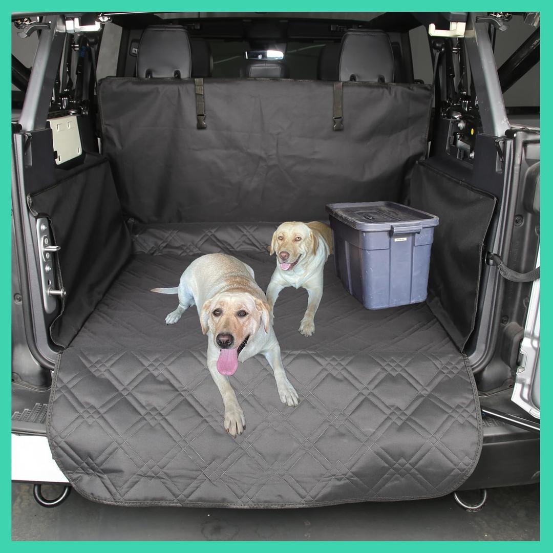 Dogs Cargo Liner for Bronco 2025 2024 2023 2022 2021 - Waterproof & Anti-Scratch Full Protection Pet Rear Trunk Cover Mat for Pet All-Weather Dog Car Seat Covers Protector for Ford Bronco 4-Door 6th