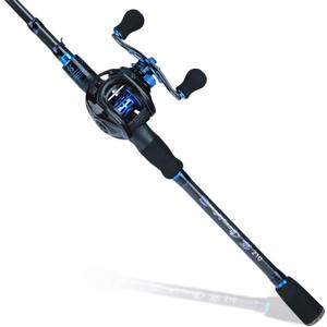 Sougayilang Baitcaster Combo Fishing Rod and Reel Combo, Ultra Light Baitcasting Fishing Reel for Travel Saltwater Freshwater and Beginner-5.9FT with Right Hand Reel