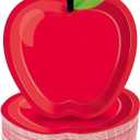 50PCS Red Apple Party Paper Plates Decorations Back to School Paper Plates First Day of School Party Supplies Schools Disposable Tableware for 50 Guests for Christmas Kindergarten Preschool 6.6X7.4
