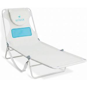 Ostrich the Ladies Comfort Lounger, Outdoor Reclining Beach Chair, White, 72 inches x 24.6 inches x 12 inches