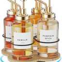 THYGIFTREE Rotating Coffee Syrup Organizer 4 Bottles Syrup Rack for Countertop Wood Bottle Holder Stand for Coffee Bar Station, Wood