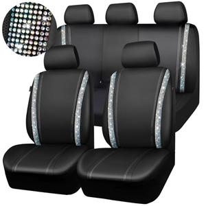 CAR PASS Bling Car Seat Cover, Shining Rhinestone Diamond Waterproof Leather, Rear with Zipper, Universal Fit 95% Automotive Glitter Sparkle Crystal for Cute Women Girl, Colorful Diamond