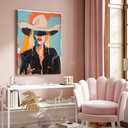 Western Cowgirl Wall Art Funky Wild WestWall Wall Decor Trendy Vintage Abstract Canvas Prints women Aesthetic Painting for Dorm Apartment Bedroom Posters Pictures Framed 24x16