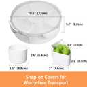 2Pack Veggie Tray With Lid for Fridge Organizer Bins Divided Snackle Box Container with 6 Compartments for Party Serving Platter, Fruit Tray with dip, Snack Storage, Reusable Meal Prep