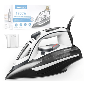 Steam Iron for Clothes Rapid Heating, 1700W Iron with Non-Stick Ceramic Soleplate, 3-Way Auto-Off, Burst of Steam, Self-Cleaning, 14.07oz Water Tank Ironing Clothes for Home, Grey ( Missing cup)